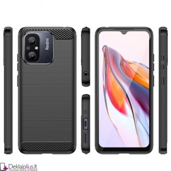 Carbon guminis dėklas - juodas (Xiaomi Redmi 12C/11A/Poco C55) Carbon guminis dėklas - juodas (Xiaomi Redmi 12C/11A/Poco C55)